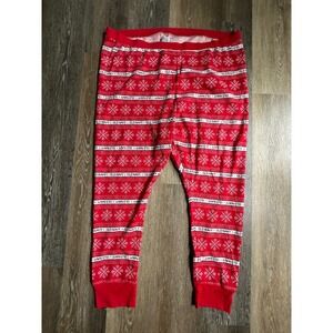 Old Navy Pajama Pants Womens 4X Red Snowflake Fair Isle Thermal Waffle Joggers
